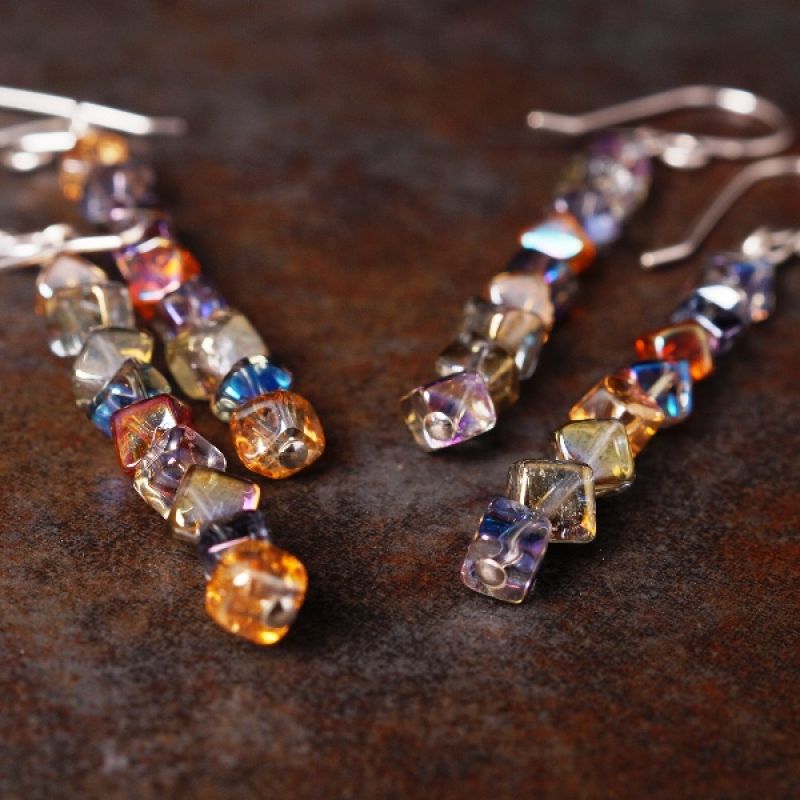 Handmade sterling silver mystic quartz earrings